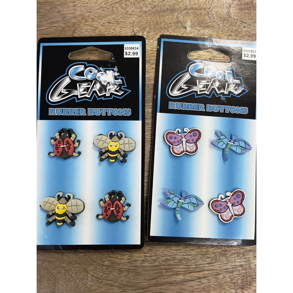 Vintage Cool Gear Rubber Buttons Insects‎ Butterflies 90s Kidcore Retro